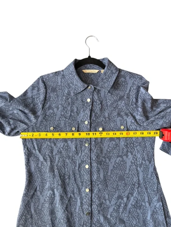 Soft Surroundings Irina Blue Python Snakeskin Shirt Dress Midi Button Front, M - Picture 10 of 14